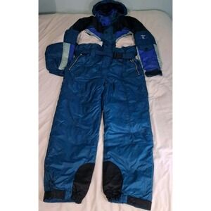Mens Rodeo Ski Suit One Piece Snowsuit Snow Bib Sz L Vintage Retro Colorblock